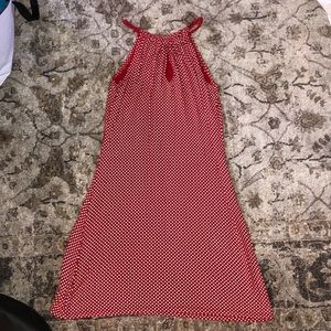 Strapy red polka dot mini dress!! Cutest spring dress, pair with white sneakers!